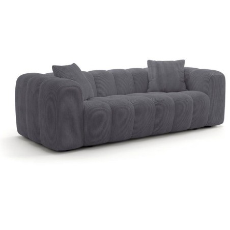 Canapé fixe - 3 places - SFERA - Tissu Gris anthracite - 240 x 100 x