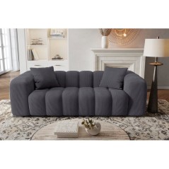 Canapé fixe - 3 places - SFERA - Tissu Gris anthracite - 240 x 100 x 80 cm