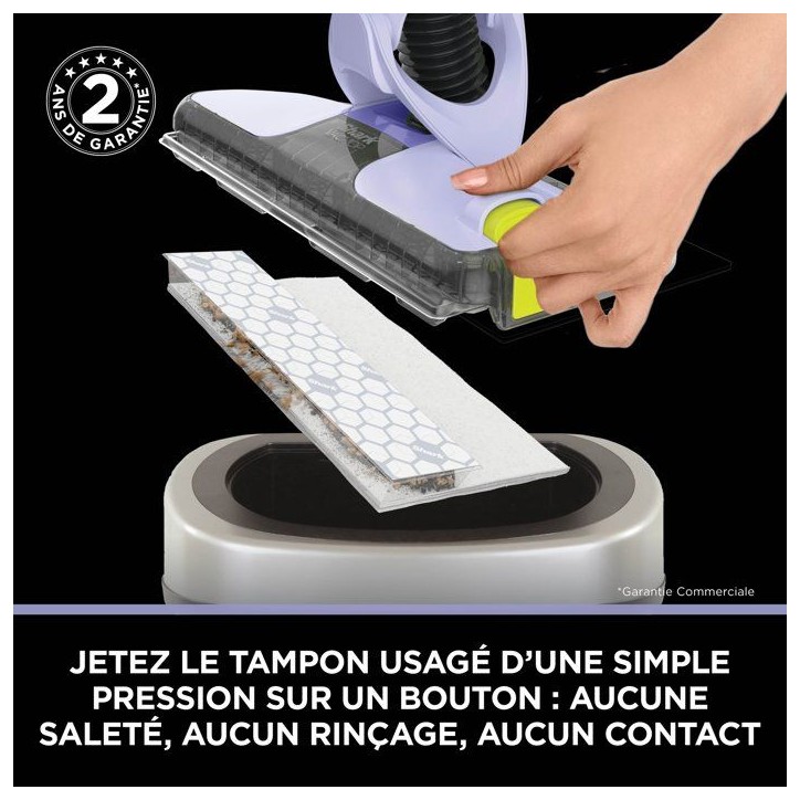 SHARK VACMOP Nettoyeur balai sans fil 2-en-1 VM200EUPL - Aspiration & lavage - 4 tampons - Lavande SHARK VACMOP Nettoyeur balai sans fil 2-en-1 VM200EUPL - Aspiration & lavage - 4 tampons - Lavande