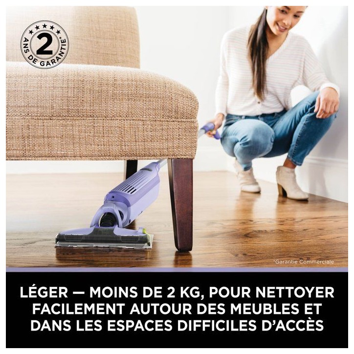 SHARK VACMOP Nettoyeur balai sans fil 2-en-1 VM200EUPL - Aspiration & lavage - 4 tampons - Lavande SHARK VACMOP Nettoyeur balai sans fil 2-en-1 VM200EUPL - Aspiration & lavage - 4 tampons - Lavande
