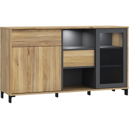 Buffet SOUTH BEACH – Finition Chene Mauvella & Gris Foncé – 2 Por
