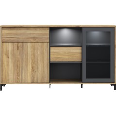 Buffet SOUTH BEACH – Finition Chene Mauvella & Gris Foncé – 2 Por