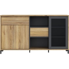 Buffet SOUTH BEACH – Finition Chene Mauvella & Gris Foncé – 2 Por