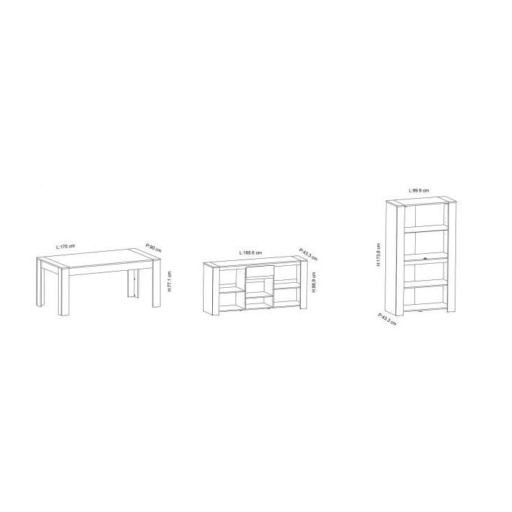 Ensemble Enfilade 4 portes + Vitrine 2 portes + Table L 170 cm SHEFFIELD - Chene Kronberg Ensemble Enfilade 4 portes + Vitrine 2 portes + Table L 170 cm SHEFFIELD - Chene Kronberg