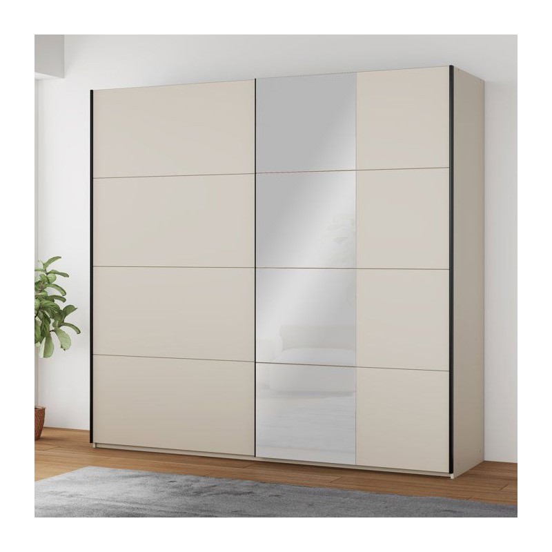 Armoire - 2 portes coulissantes - Cachemire + Miroir - L220,1 x P61,2