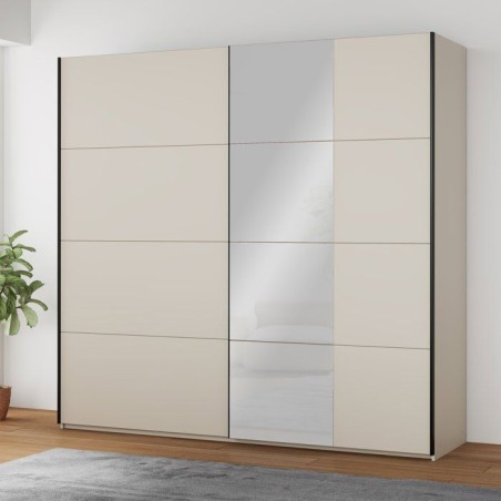 Armoire - 2 portes coulissantes - Cachemire + Miroir - L220,1 x P61,2