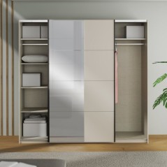 Armoire - 2 portes coulissantes - Cachemire + Miroir - L220,1 x P61,2 x H210,5 cm