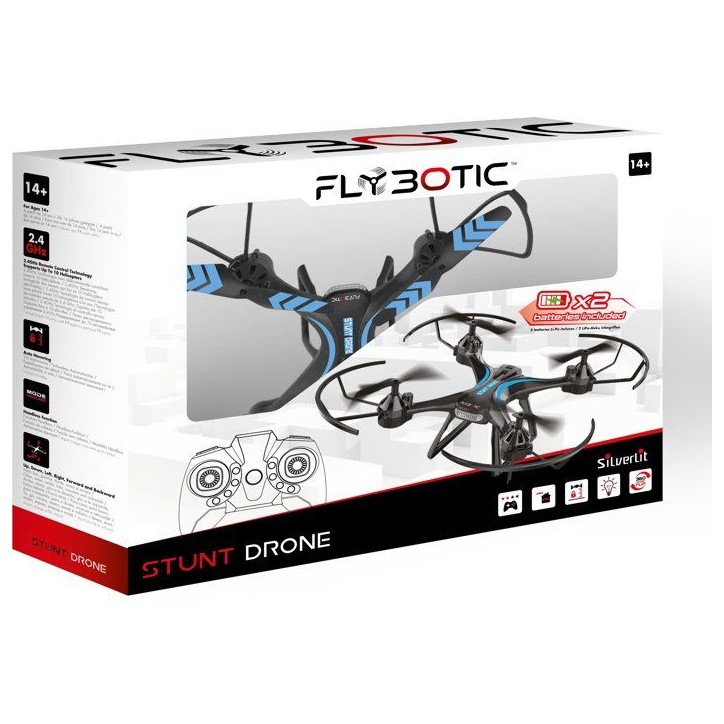 Drone - FLYBOTIC - Stunt Drone - 2,4 GHz - Vol stationnaire - 360° Flip - 2 batteries incluses - Des 14 ans Drone - FLYBOTIC - Stunt Drone - 2,4 GHz - Vol stationnaire - 360° Flip - 2 batteries incluses - Des 14 ans