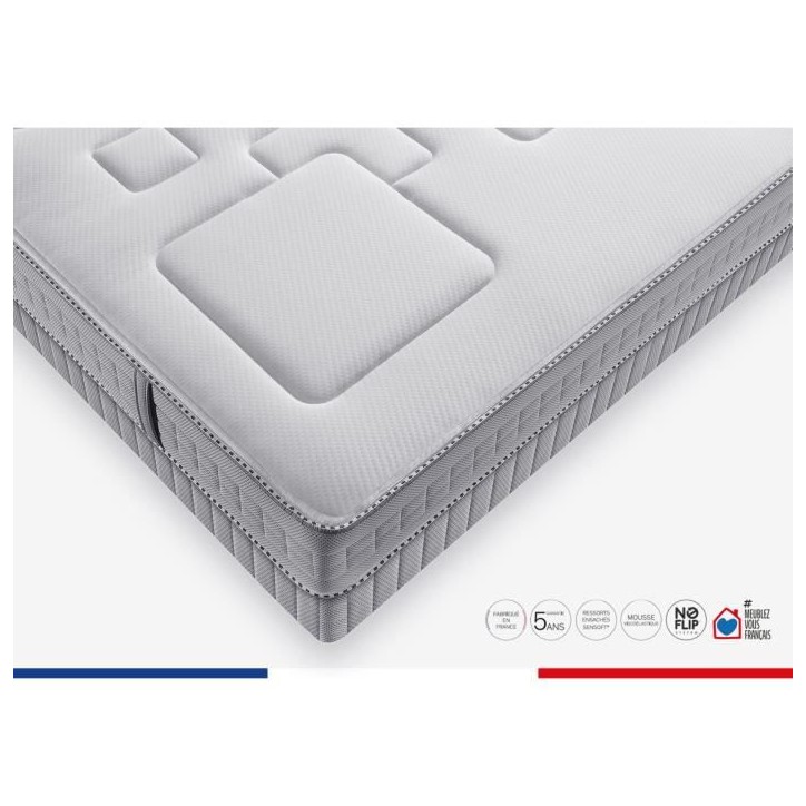 SIMMONS SW3 Matelas 90 x 200 - Ep. 25 cm - Ressorts ensachés Sensoft - No Flip - Ferme - Fabriqué en France SIMMONS SW3 Matelas 90 x 200 - Ep. 25 cm - Ressorts ensachés Sensoft - No Flip - Ferme - Fabriqué en France
