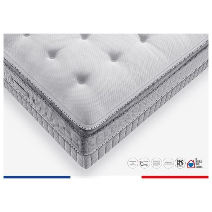 Ensemble matelas sommier 180 x 200 (Sommier 2x90) SIMMONS Hauteur 29 cm - Ressorts ensachés Sensoft - Fabriqué en France - SW5 Ensemble matelas sommier 180 x 200 (Sommier 2x90) SIMMONS Hauteur 29 cm - Ressorts ensachés Sensoft - Fabriqué en France - SW5