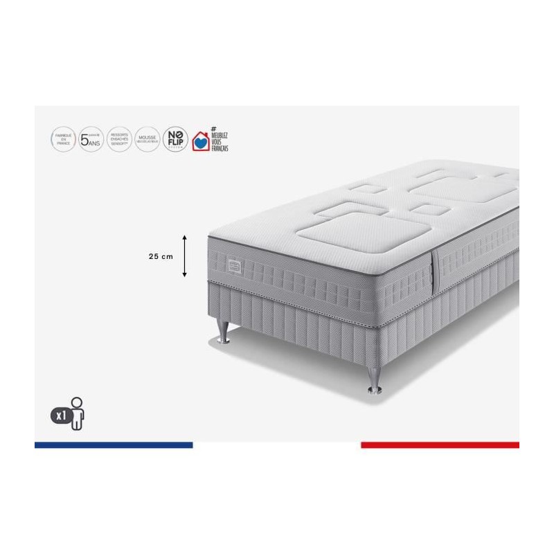 SIMMONS SW3 Ensemble 90 x 190 matelas + sommier - Ep. 25 cm - No Flip