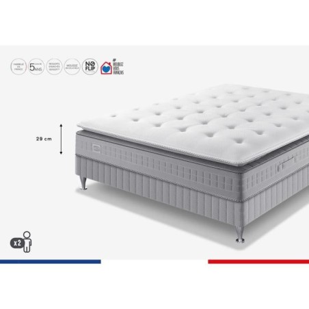 Ensemble matelas sommier 160 x 200 SIMMONS Hauteur 29 cm - Ressorts en