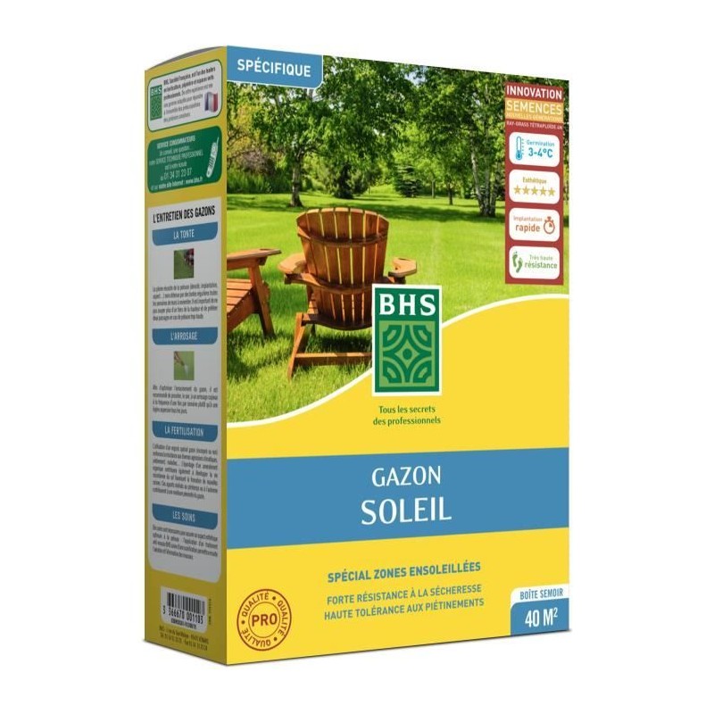 Gazon - BHS - Gazon Soleil 1kg | Résistant au climat méditerranéen
