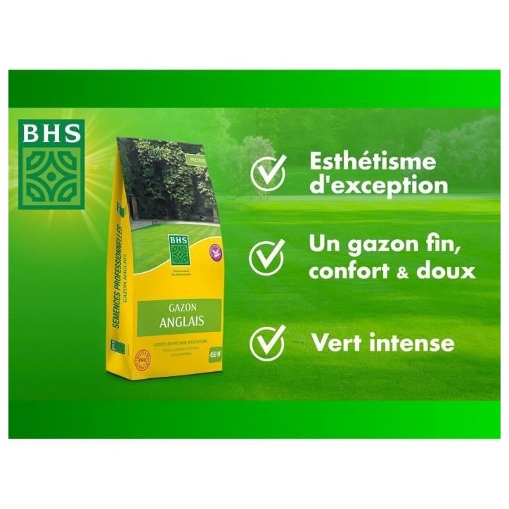 Gazon Anglais - BHS - 10kg pour Jardins Haut de Gamme Gazon Anglais - BHS - 10kg pour Jardins Haut de Gamme