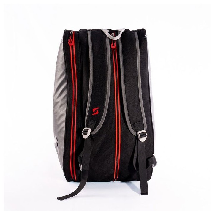 Sac de padel - SIUX - Pulse - Noir/bordures grises coutures rouges - 37 L - 1 a 2 raquettes Sac de padel - SIUX - Pulse - Noir/bordures grises coutures rouges - 37 L - 1 a 2 raquettes
