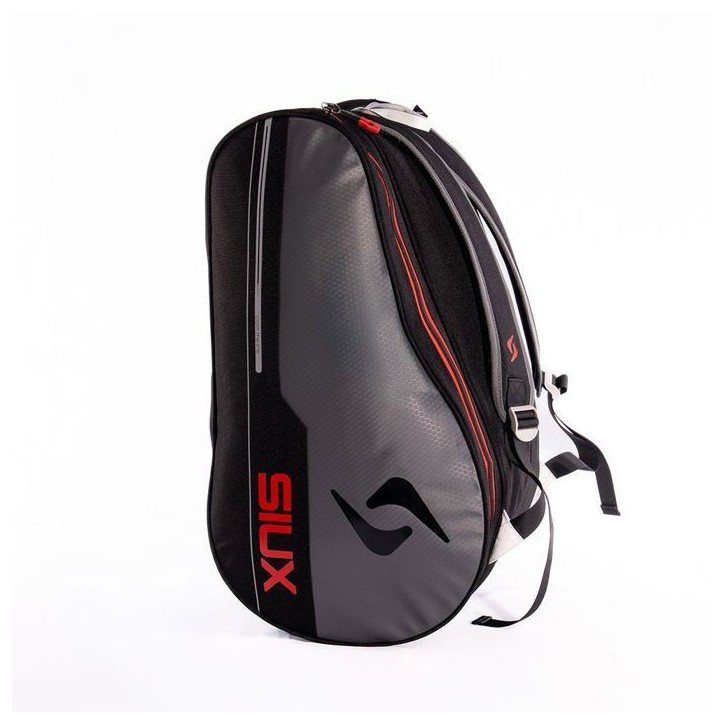 Sac de padel - SIUX - Pulse - Noir/bordures grises coutures rouges - 37 L - 1 a 2 raquettes Sac de padel - SIUX - Pulse - Noir/bordures grises coutures rouges - 37 L - 1 a 2 raquettes