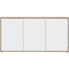 Buffet - SKELPE - Blanc mat et chene - 3 portes + 3 tablettes - 152,6