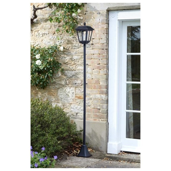 Lampadaire solaire lanterne 170 cm SMART SOLAR - 100 lm, lentille verre effet goutte, LED blanc froid Lampadaire solaire lanterne 170 cm SMART SOLAR - 100 lm, lentille verre effet goutte, LED blanc froid