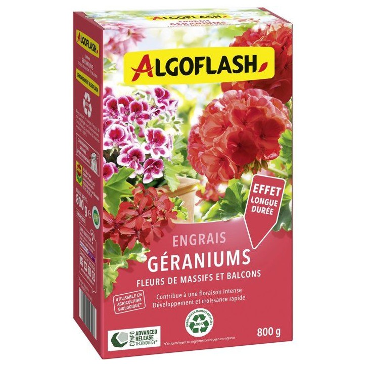 Engrais géraniums - ALGOFLASH - Géraniums, fleurs de massifs & balcons - 800 g - UAB Engrais géraniums - ALGOFLASH - Géraniums, fleurs de massifs & balcons - 800 g - UAB