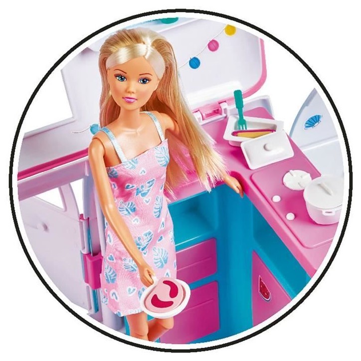 Poupée mannequin 29cm Steffi love et son camping car qui s'ouvre Poupée mannequin 29cm Steffi love et son camping car qui s'ouvre