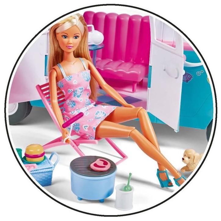 Poupée mannequin 29cm Steffi love et son camping car qui s'ouvre Poupée mannequin 29cm Steffi love et son camping car qui s'ouvre