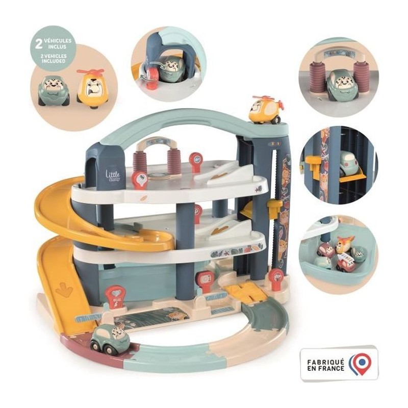 SMOBY - Garage 1er âge - Little Smoby - 3 niveaux - Accessoires inclu
