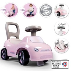 Smoby - Porteur enfant 2 en 1 - Auto Rose - Coffre sous la selle + kla