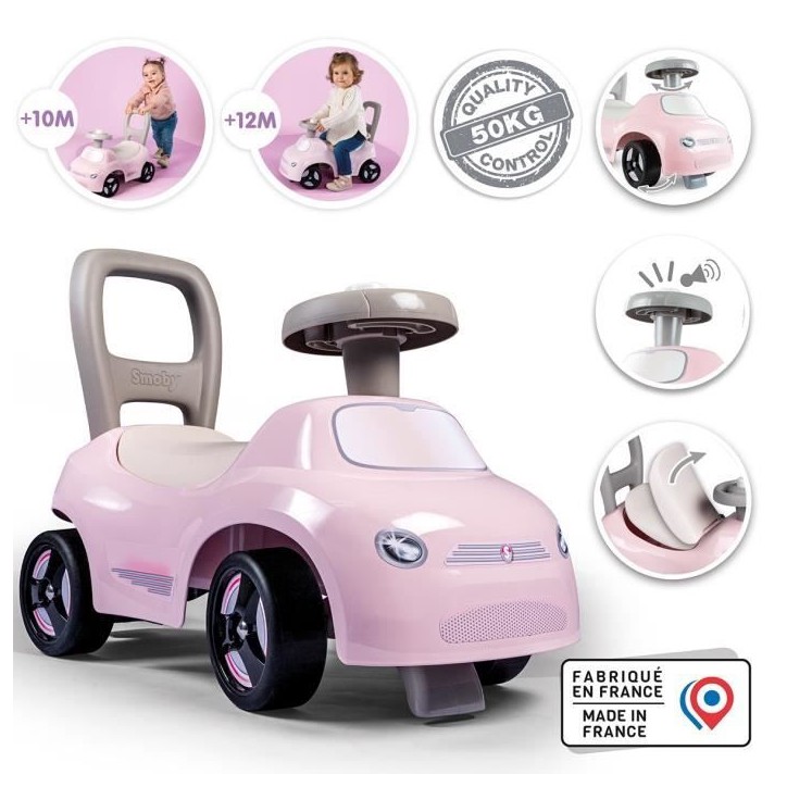 Smoby - Porteur enfant 2 en 1 - Auto Rose - Coffre sous la selle + klaxon - Des 10 mois - Fabrication française Smoby - Porteur enfant 2 en 1 - Auto Rose - Coffre sous la selle + klaxon - Des 10 mois - Fabrication française
