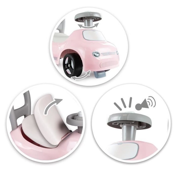 Smoby - Porteur enfant 2 en 1 - Auto Rose - Coffre sous la selle + klaxon - Des 10 mois - Fabrication française Smoby - Porteur enfant 2 en 1 - Auto Rose - Coffre sous la selle + klaxon - Des 10 mois - Fabrication française