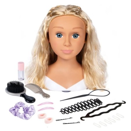 Smoby - Tete a coiffer blonde - Facile a coiffer - 19 accessoires réa