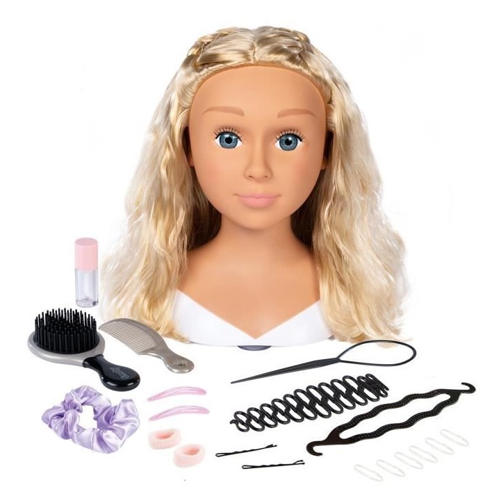 Smoby - Tete a coiffer blonde - Facile a coiffer - 19 accessoires réalistes - Levres thermosensibles - Trappe de rangement Smoby - Tete a coiffer blonde - Facile a coiffer - 19 accessoires réalistes - Levres thermosensibles - Trappe de rangement