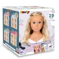Smoby - Tete a coiffer blonde - Facile a coiffer - 19 accessoires réa