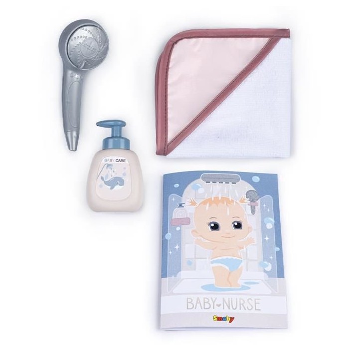 Baby Nurse - Douche - Cape de bain + pousse mousse - Douchette amovible et focntionnel - Pour poupons jusqu'a 40 cm Baby Nurse - Douche - Cape de bain + pousse mousse - Douchette amovible et focntionnel - Pour poupons jusqu'a 40 cm