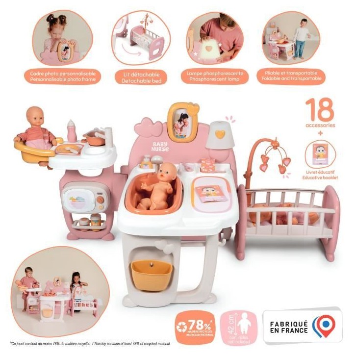 SMOBY - Baby Nurse - Grande maison des bébés pour poupons - 19 accessoires - des 3 ans SMOBY - Baby Nurse - Grande maison des bébés pour poupons - 19 accessoires - des 3 ans
