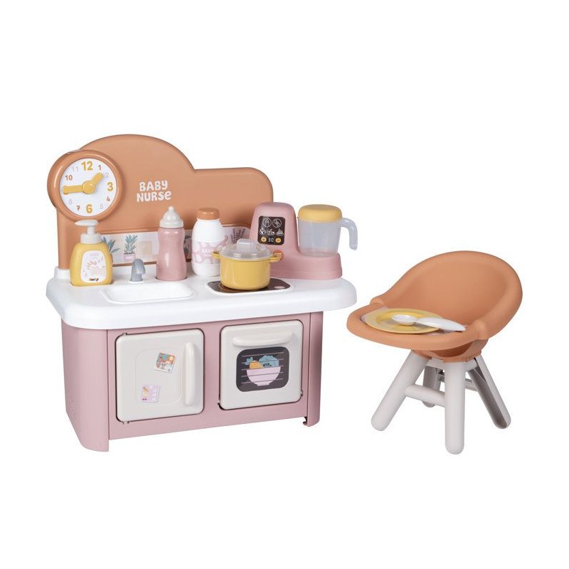 Smoby - Baby Nurse - Cuisine et Chaise Haute - Des 1 an - Fabriqué en