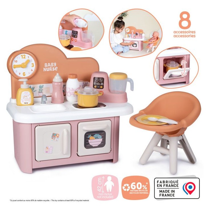 Smoby - Baby Nurse - Cuisine et Chaise Haute - Des 1 an - Fabriqué en France Smoby - Baby Nurse - Cuisine et Chaise Haute - Des 1 an - Fabriqué en France
