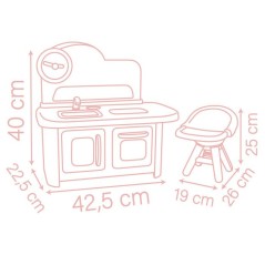 Smoby - Baby Nurse - Cuisine et Chaise Haute - Des 1 an - Fabriqué en