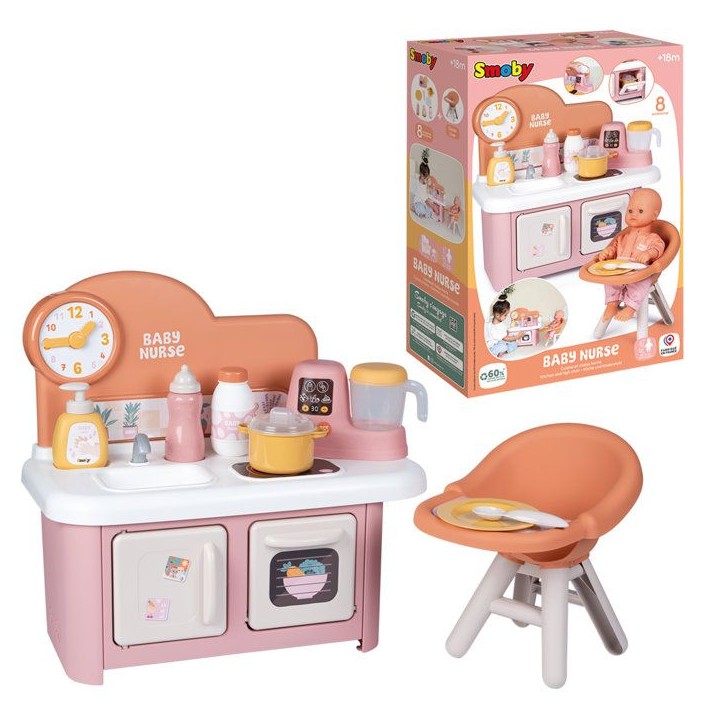Smoby - Baby Nurse - Cuisine et Chaise Haute - Des 1 an - Fabriqué en France Smoby - Baby Nurse - Cuisine et Chaise Haute - Des 1 an - Fabriqué en France