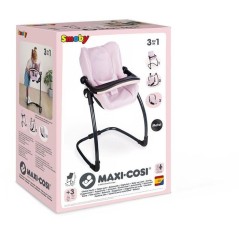SMOBY - Maxi cosi - Siege + Chaise haute rose -3 en 1 - Pour poupon -