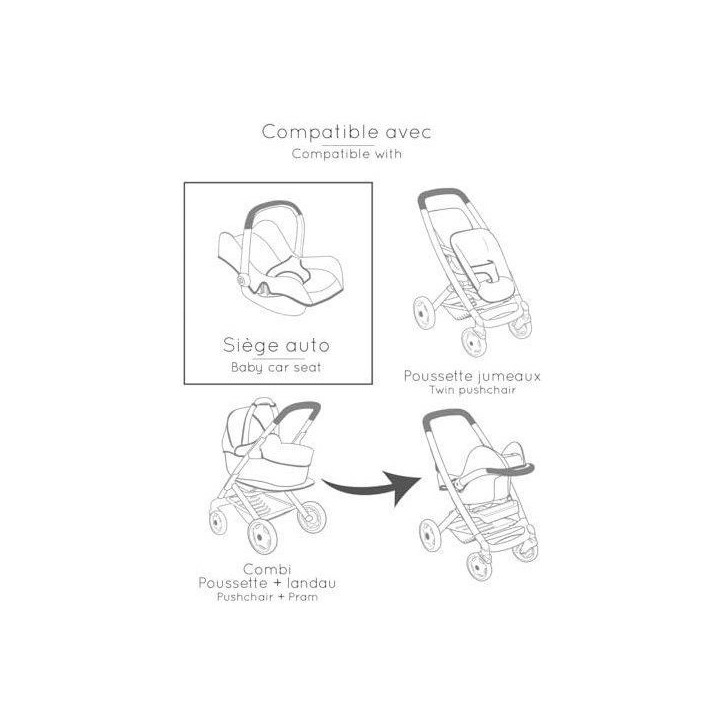 SMOBY - Maxi cosi - Siege + Chaise haute beige - 3 en 1 - Pour poupon - Des 3 ans SMOBY - Maxi cosi - Siege + Chaise haute beige - 3 en 1 - Pour poupon - Des 3 ans