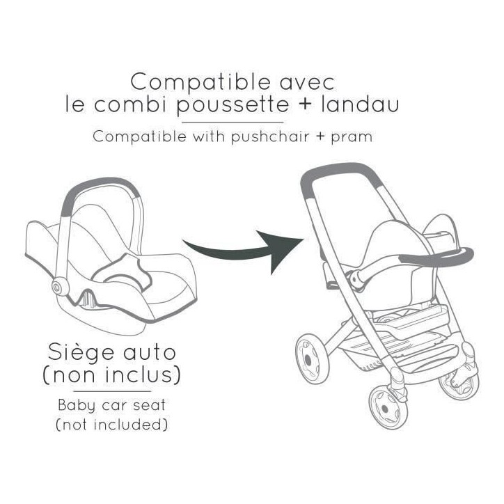 SMOBY - Maxi-Cosi Poussette+Landau Rose - Pour Poupon - 3en1 - des 3 ans SMOBY - Maxi-Cosi Poussette+Landau Rose - Pour Poupon - 3en1 - des 3 ans