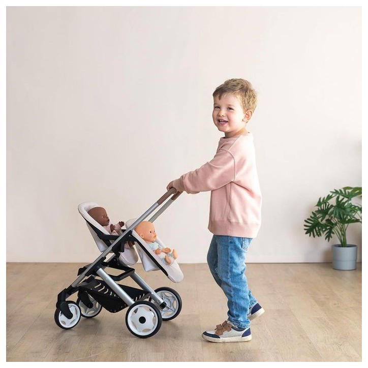 SMOBY - Maxi cosi - Poussette Jumeaux beige - Pour poupon - Des 3 ans SMOBY - Maxi cosi - Poussette Jumeaux beige - Pour poupon - Des 3 ans