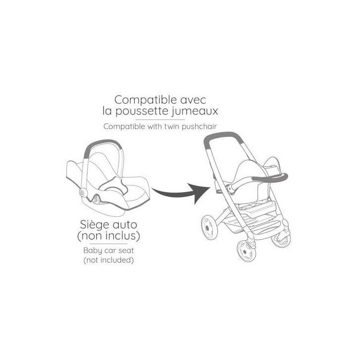 SMOBY - Maxi cosi - Poussette Jumeaux beige - Pour poupon - Des 3 ans SMOBY - Maxi cosi - Poussette Jumeaux beige - Pour poupon - Des 3 ans