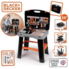 Smoby - Black and Decker -Etabli Bricolo Smart - Jeu d'imitation - Mallette qui se transforme en établi - 33 accessoires inclus