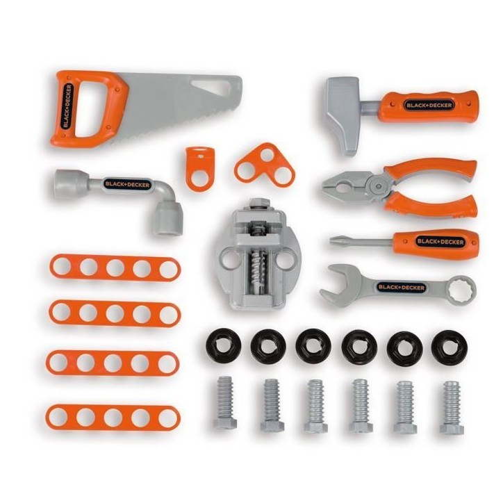 Smoby - Black and Decker -Etabli Bricolo Smart - Jeu d'imitation - Mallette qui se transforme en établi - 33 accessoires inclus Smoby - Black and Decker -Etabli Bricolo Smart - Jeu d'imitation - Mallette qui se transforme en établi - 33 accessoires inclus