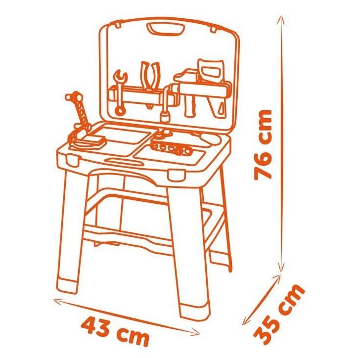Smoby - Black and Decker -Etabli Bricolo Smart - Jeu d'imitation - Mallette qui se transforme en établi - 33 accessoires inclus Smoby - Black and Decker -Etabli Bricolo Smart - Jeu d'imitation - Mallette qui se transforme en établi - 33 accessoires inclus