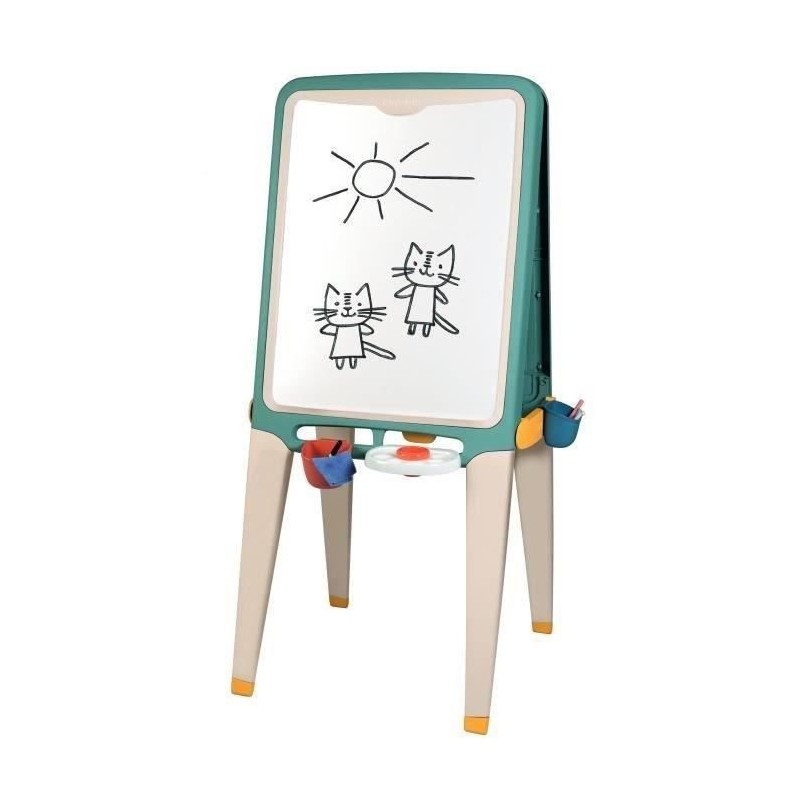 SMOBY - Grand Tableau - Faces Craie et Magnétique - Bacs Amovibles -