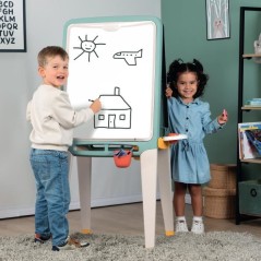 SMOBY - Grand Tableau - Faces Craie et Magnétique - Bacs Amovibles -