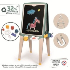 SMOBY - Grand Tableau - Faces Craie et Magnétique - Bacs Amovibles -