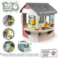 Smoby Life - Mud Cooking House - Fabriquée en France - Matiere Recyclée - 16 accessoires - Des 2 ans